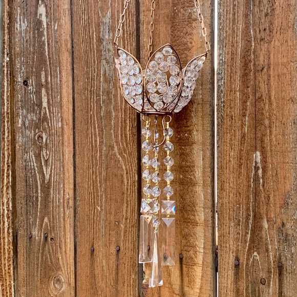 Lotus Crystal Chandelier Candle Holder Wind Chime Sun Catcher Mobile - Picture 9 of 11